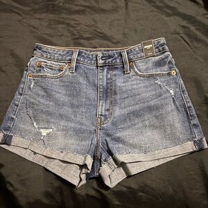 Abercrombie & Fitch Light Wash Jean Shorts with Distressed Details